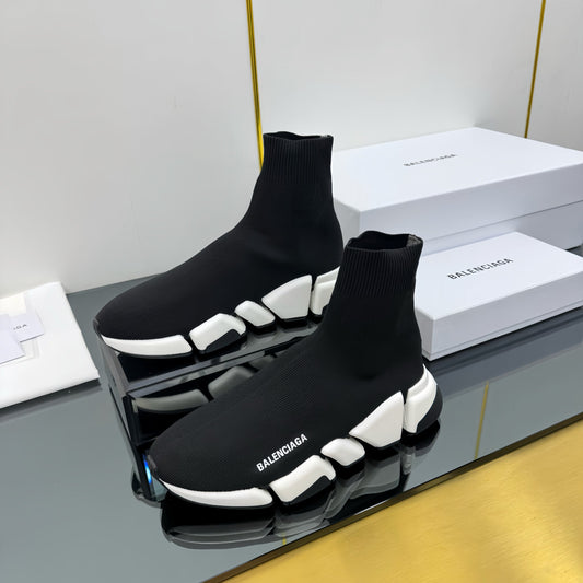 Balenciaga Speed Sneakers Black White Polyester Elastane 832616