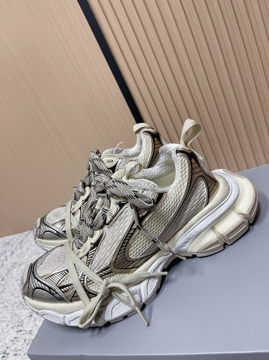 Balenciaga Sneaker Mesh Lace-up Cream Gray Fabric 534182