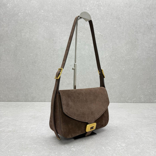 Clicca Shoulder Bag Medium Coffee Suede