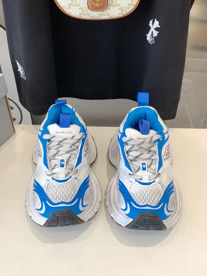 DAD SHOES IN WHITE MIX BLUE MESH AND CALFSKIN