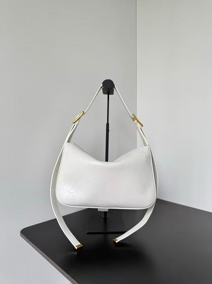 Clicca Shoulder Bag Medium White Arena Lambskin