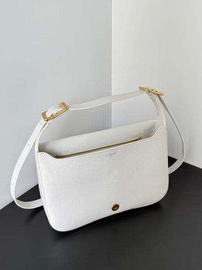Clicca Shoulder Bag Medium White Arena Lambskin