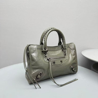 Balenciaga Le City Small Tote Bag Olive Green Arena Lambskin