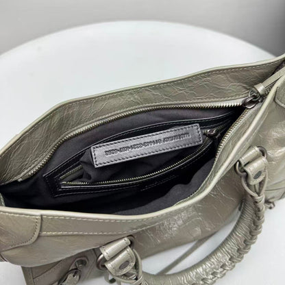Balenciaga Le City Small Tote Bag Olive Green Arena Lambskin