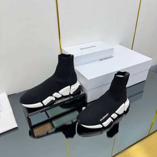 Balenciaga Speed Sneakers Black White Polyester Elastane 832616