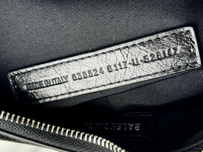 LE CAGOLE SMALL SHOULDER BAG 26 WITH RHINESTONES IN BLACK ARENA LAMBSKIN SILVER HARDWARE