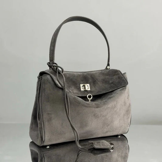 Balenciaga Small Bag 29 Gray Suede Sliver Hardware