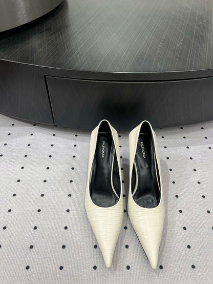 CLASSIC PUMPS 65MM IN CREAM LIZARD PATTERN CALFSKIN
