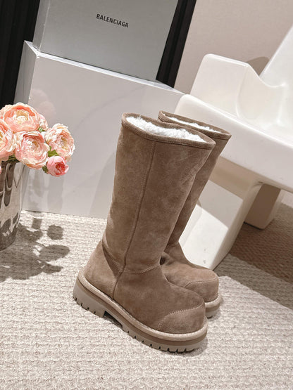 Balenciaga 25s snow boots beige suede wool 467189