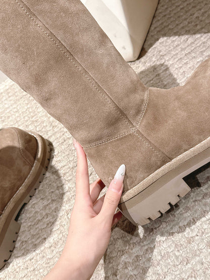 Balenciaga 25s snow boots beige suede wool 467189