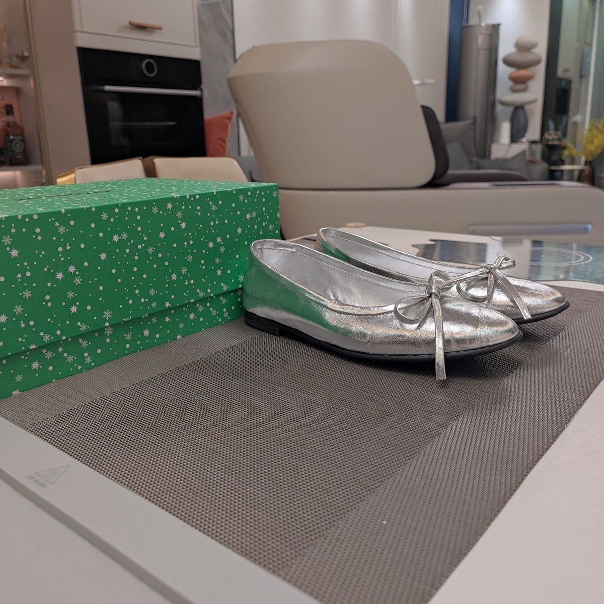 Balen 25 bow ballet flat silver sheepskin 184481