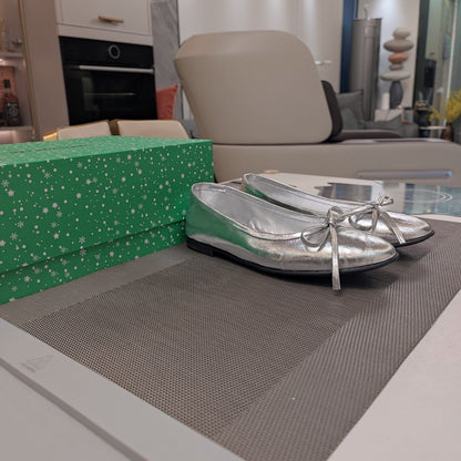 Balen 25 bow ballet flat silver sheepskin 184481