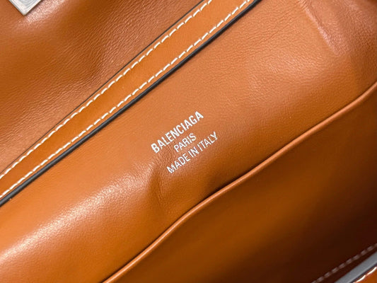Balenciaga Small Bag 22 Camel Brown Cowhide Sliver Hardware