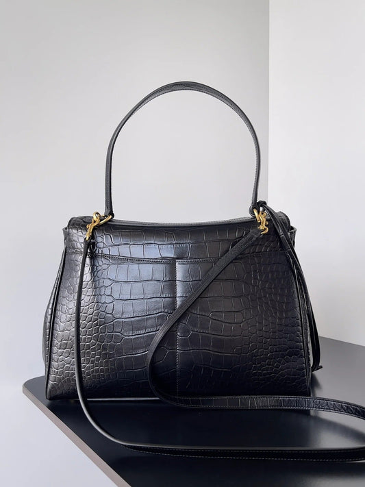 Balenciaga Rodeo Bag 35 Black Crocodile Skin Gold Hardware 351307