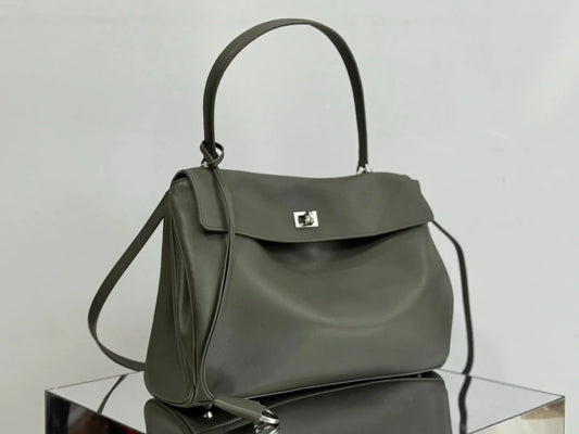 Balenciaga Medium Rodeo Bag 35 Olive Green Caflskin Sliver Hardware
