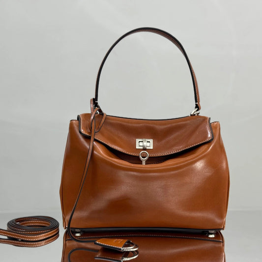 Balenciaga Small Bag 29 Camel Brown Cowhide Sliver Hardware