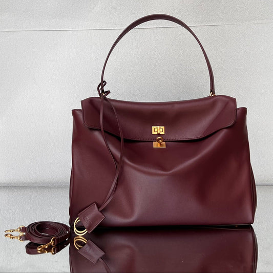 Balenciaga Large Bag 40 Burgyndy Calfskin Gold Hardware
