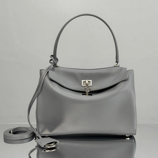 Balenciaga Mini Bag 22 Gray Calfskin Sliver Hardware