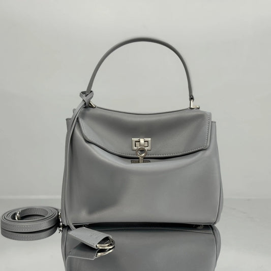 Balenciaga Medium Bag 35 Gray Calfskin Sliver Hardware